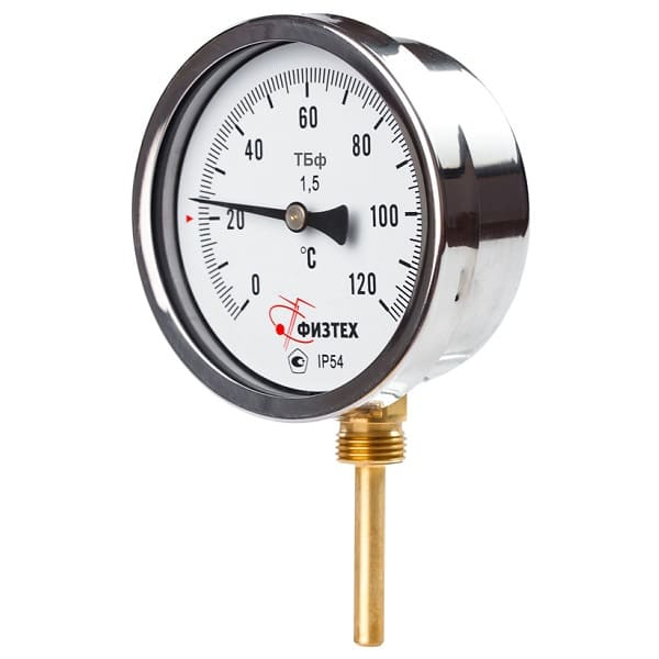 Термометр биметаллический ТБф-120 d.100 РШ (0 - 120 °С) 1,5-200-G1/2