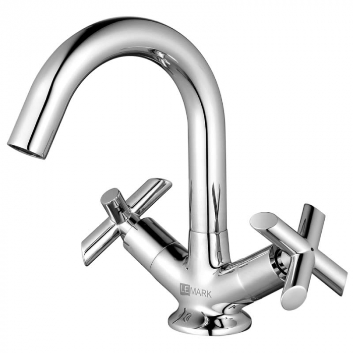 Смеситель для раковины LeMark PRACTICA LM7507C двухрукояточный, с поворотным изливом, хром