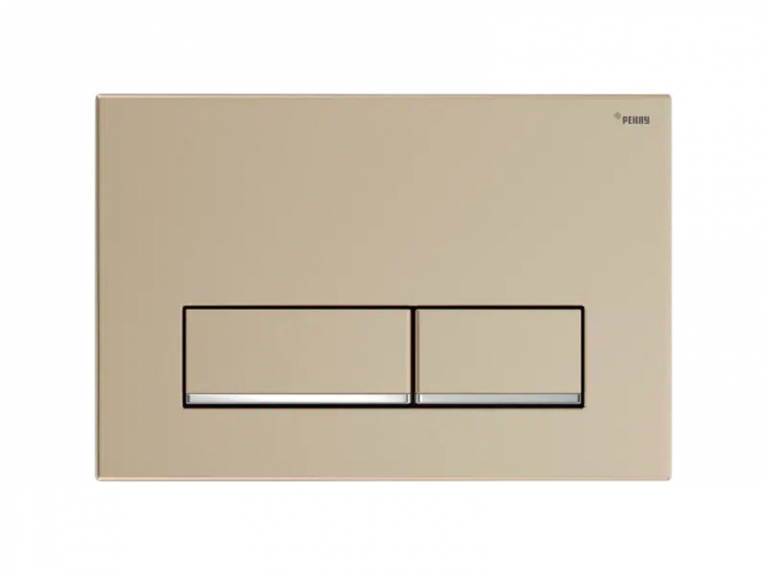 Панель смыва РЕХАУ NOVA LONG 002 с прямоугольными клавишами, пластик, золотой, матовый, нижняя полоса клавиш хром, глянцевый