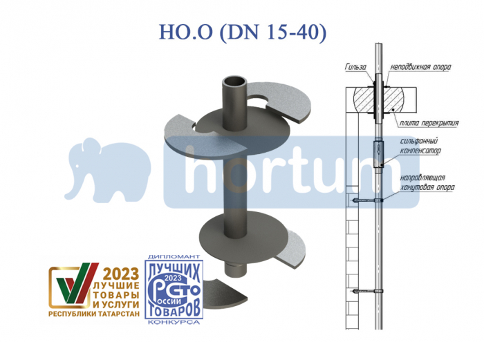 Неподвижная опора для отопления НО.О 32.1 hortum, с гильзой