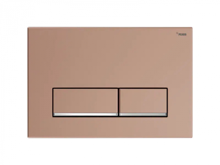 Панель смыва РЕХАУ NOVA LONG 002 с прямоугольными клавишами, пластик, розовое золото, нижняя полоса клавиш хром, глянцевый