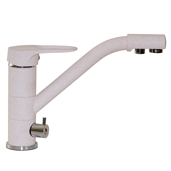 Смеситель для кухни Mixline ML-GS05 (311) однорукояточный, с переключателем на фильтр, светло-розовый