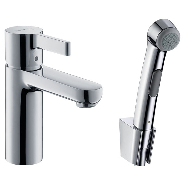 Смеситель для раковины Hansgrohe Metris S однорукояточный, 100, с гигиеническим душем, хром (31160000)