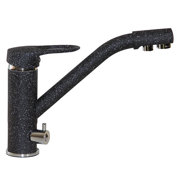 Смеситель для кухни Mixline ML-GS05 (308) однорукояточный, с переключателем на фильтр, черный