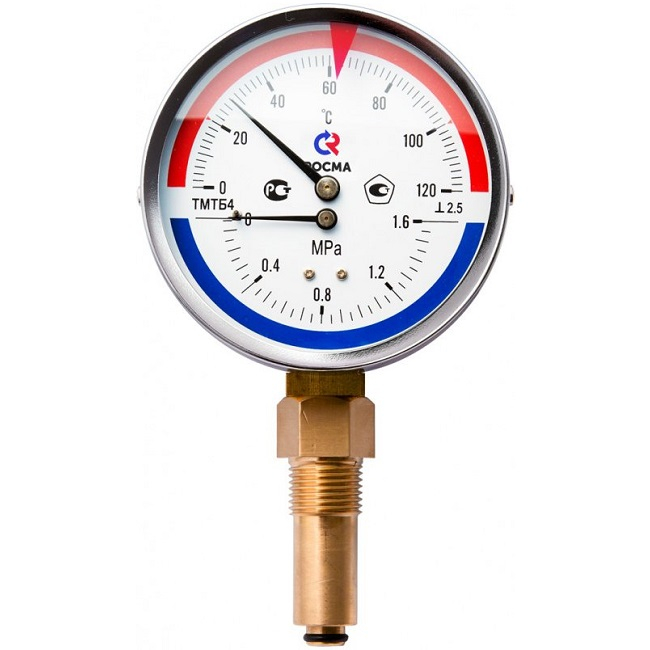 Термоманометр ТМТБ-41Р.2 (0-150 °C) (0-0,4 МПа) G1/2. 2,5
