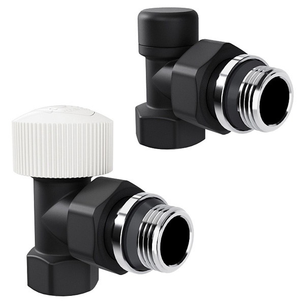 Набор термостатический угловой Royal Thermo Design 1/2"М30х1,5 черный