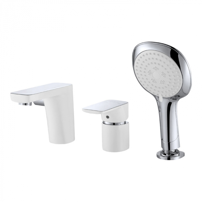 Смеситель для ванны D&amp;K Berlin.Steinbeis однорукояточный, встраиваемый на борт ванны, белый/хром DA1434916