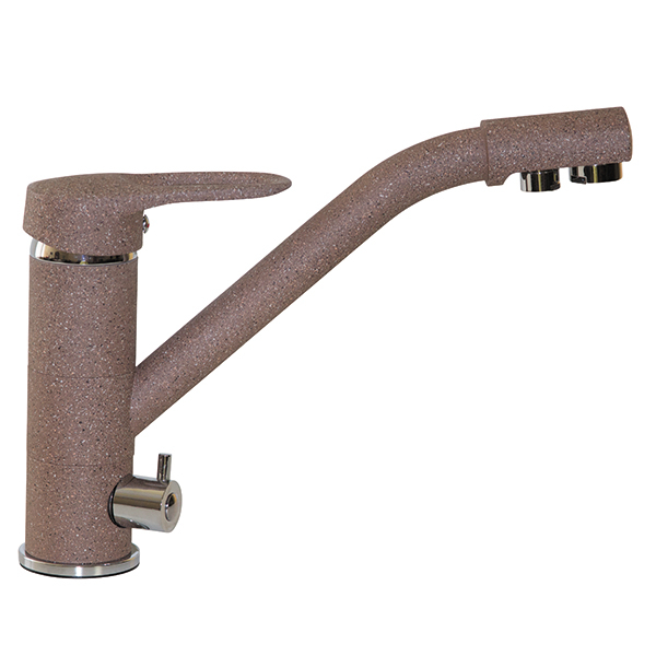 Смеситель для кухни Mixline ML-GS05 (307) однорукояточный, с переключателем на фильтр, терракотовый