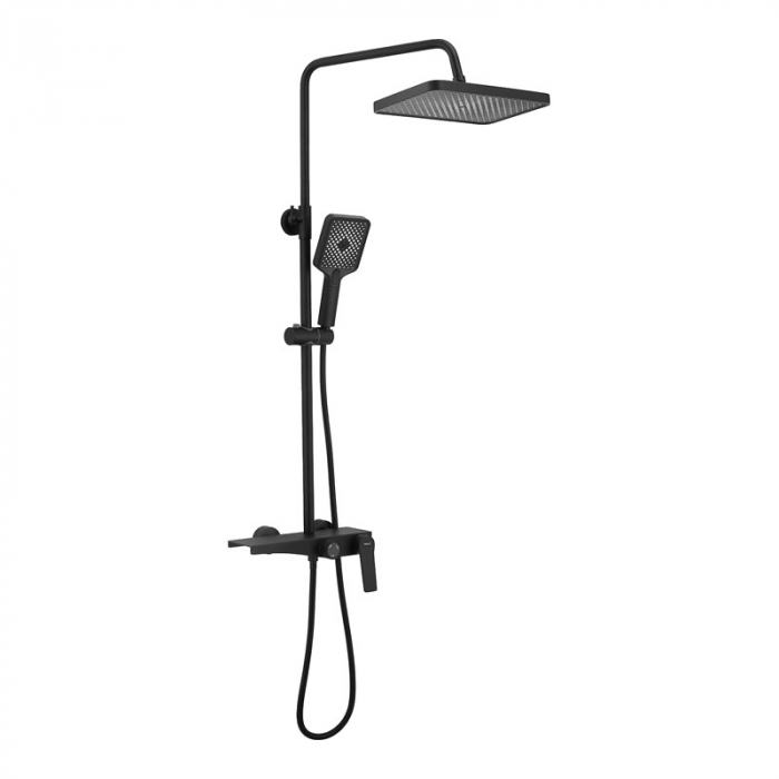 Душевая система BELZ B24572-7 с однорукояточным смесителем для ванны/душа, черный