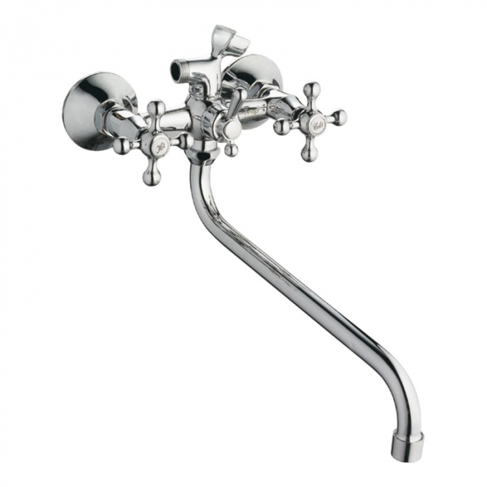 Смеситель для ванны Haiba HB2208 двухрукояточный, длинный излив, хром