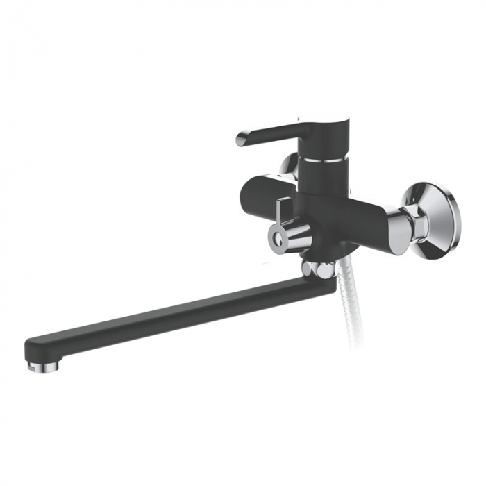 Смеситель для ванны Haiba HB22805-7 однорукояточный, длинный излив, черный/хром