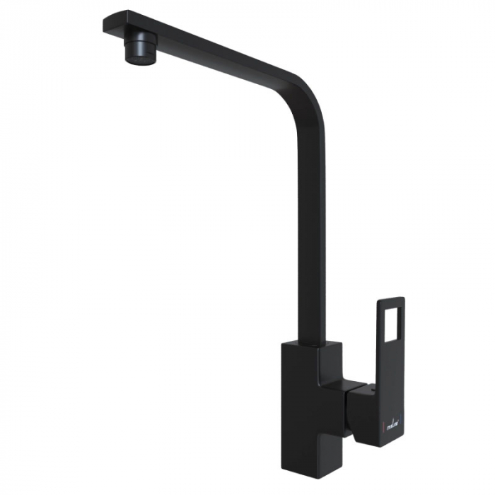 Смеситель для кухни Mixline ML34-032 Solo Black высокий излив, боковая ручка