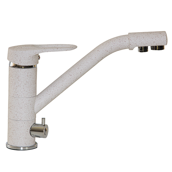 Смеситель для кухни Mixline ML-GS05 (328) однорукояточный, с переключателем на фильтр, бежевый