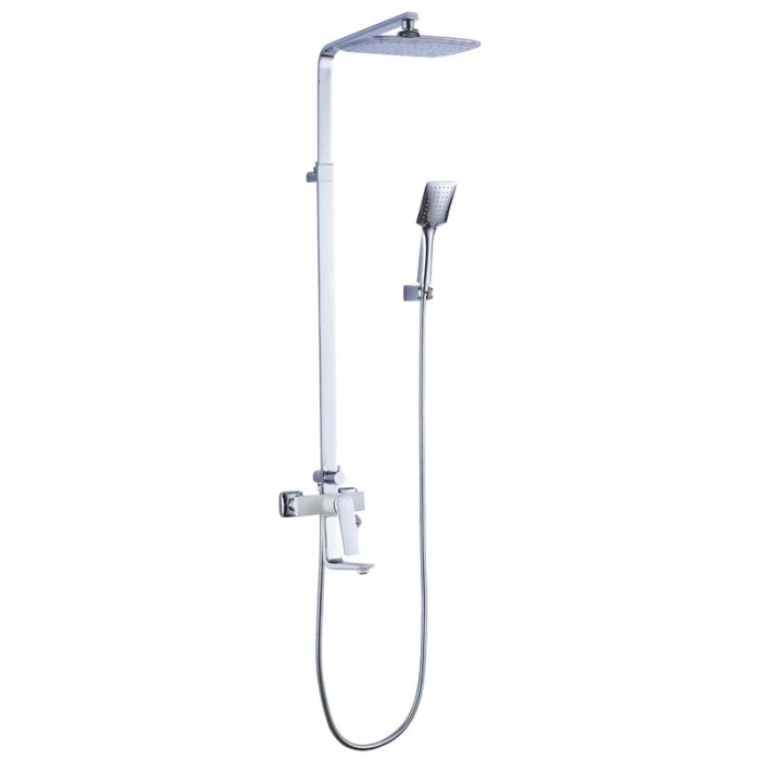 Душевая система LeMark ALLEGRO LM5962CW однорукояточный, с поворотным изливом, регулируемая высота, хром/белый