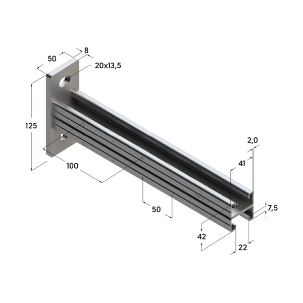 Консоль ТСА 41x42Dx2,0-1000 Hdg (6 шт/кор)