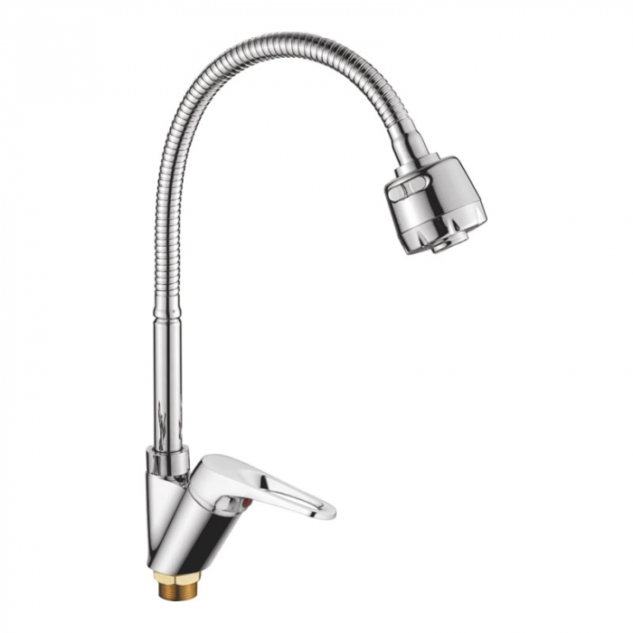 Смеситель для кухни Haiba HB4313 однорукояточный, с гибким изливом и лейкой, хром