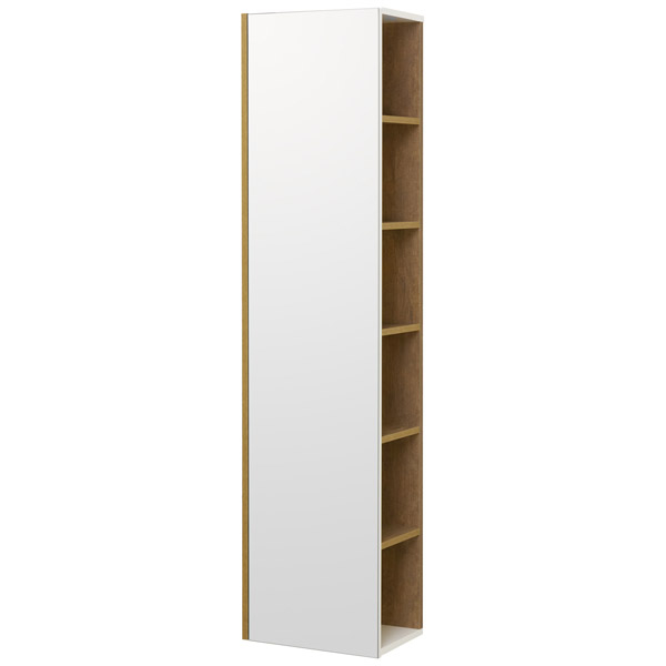 Шкаф-колонна Акватон Сканди с зеркалом белый, дуб рустикальный 1A253403SDZ90