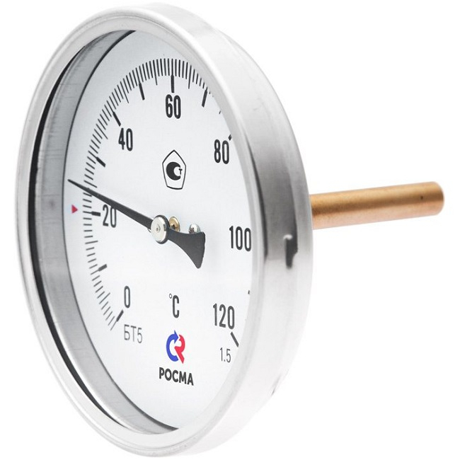 Термометр биметаллический Росма БТ-51.211 (0–120 °С) G1/2.150. 1,5