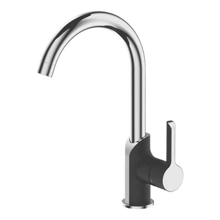 Смеситель для кухни Haiba HB70805-7 однорукояточный, черный/хром