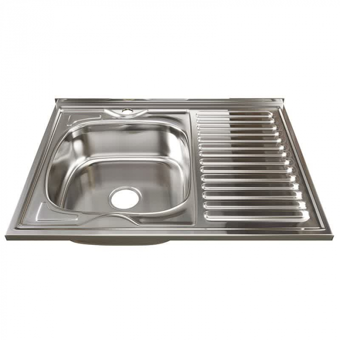 Мойка кухонная накладная MixLine 800x600/160-0,6 L вып. 3 1/2 нержавеющая сталь, с сифоном