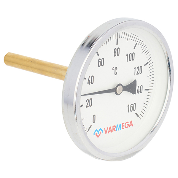 Термометр биметаллический Varmega 100 мм (0...+160 °C) G1/2 штуцер 100 мм