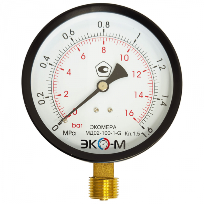Манометр технический ЭКОМЕРА МД02-100мм 0..1,6МПа М20х1,5 (исп.2)