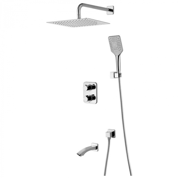 Смеситель для ванны LeMark YETI LM7842C термостатический, встраиваемый в стену, хром