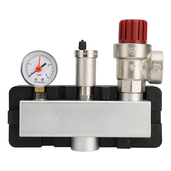 Группа безопасности котла Varmega VMSG07-M306030 1" (3 бар), до 200 кВт, сталь, с термоизоляцией