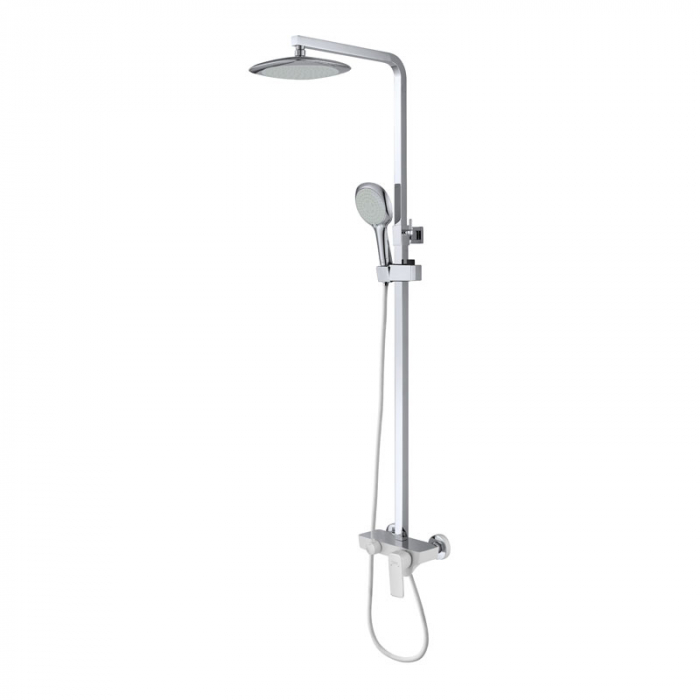 Смеситель для душа D&amp;K Berlin-Steinbeis однорукояточный, с верхним душем, белый/хром DA1433716A02