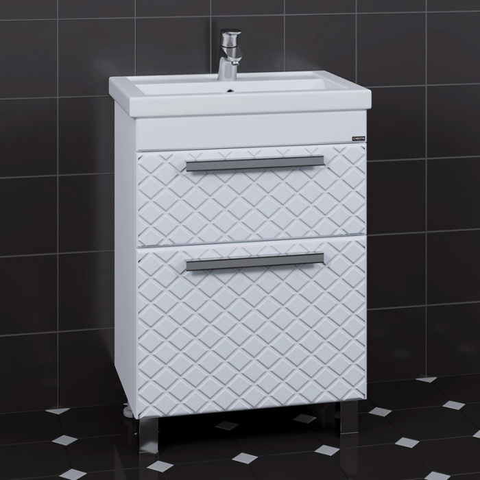 Тумба для раковины Санта Калипсо-60 2 ящика напольная (ум. Фостер-60) 217008лN