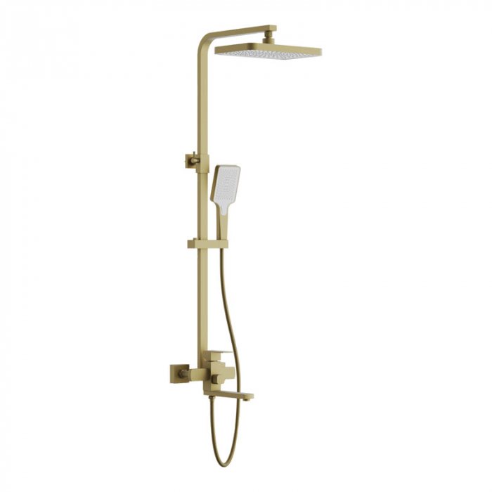 Душевая система BELZ B24817-5 с однорукояточным смесителем для ванны/душа, брашированное золото