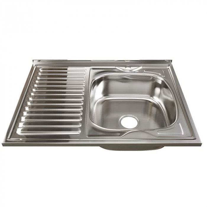 Мойка кухонная накладная MixLine 800x600/180-0,8 R вып. 3 1/2 нержавеющая сталь, с сифоном