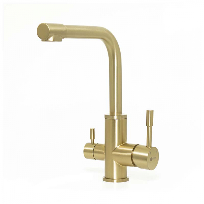 Смеситель для кухни LeMark EXPERT LM5061LGN однорукояточный, с переключателем на фильтр, сетлое золото