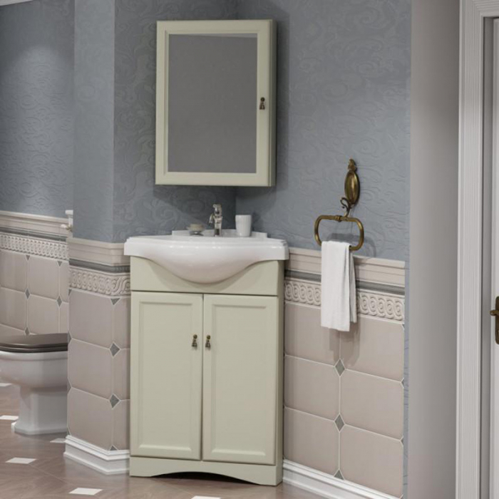 Комплект мебели для ванной комнаты Opadiris КЛИО 45, угловой левый, слоновая кость