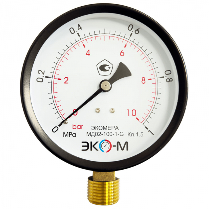Манометр технический ЭКОМЕРА МД02-100мм 0..1МПа G1/2 (исп.2)