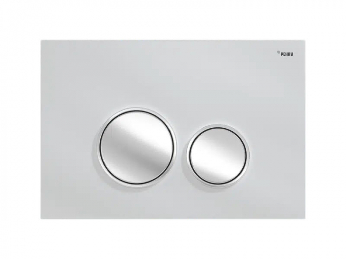 Панель смыва РЕХАУ NOVA ORB GLASS с круглыми клавишами, закаленное стекло, белый, клавиши и их контур хром, глянцевый