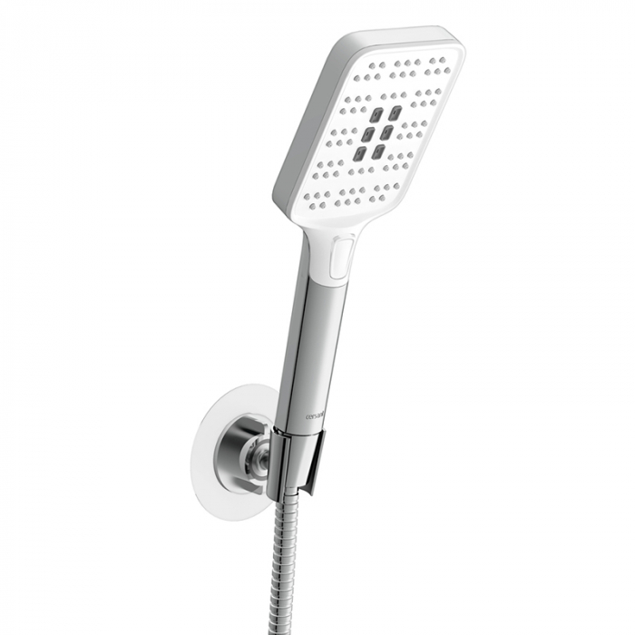 Душевой гарнитур Cersanit FERRO (держатель лейки) с 3-х режимой квадратной лейкой и шлангом 150 см, хром