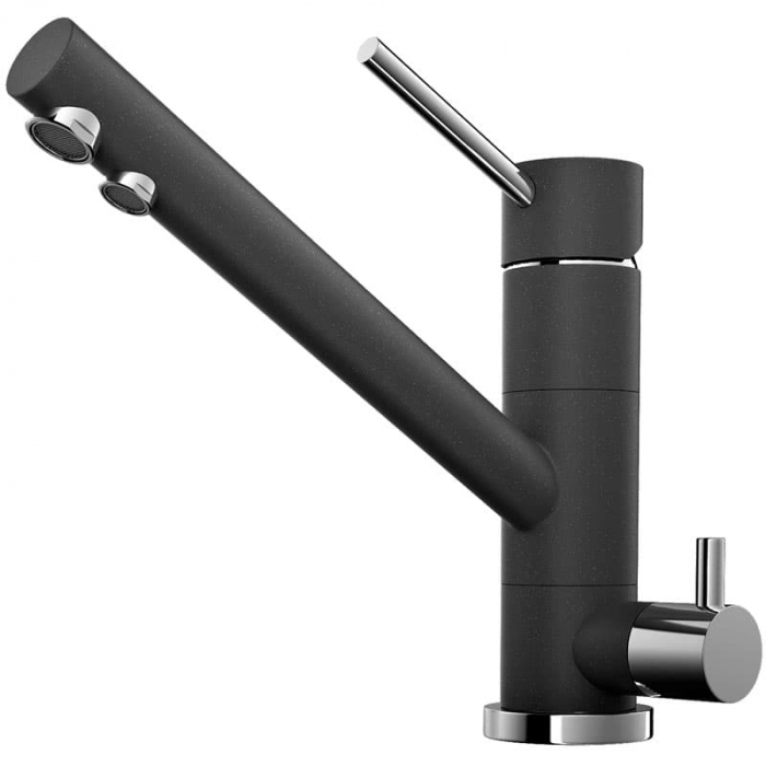 Смеситель для кухни Omoikiri TONAMI-BL однорукояточный, с переключателем на фильтр, черный/хром