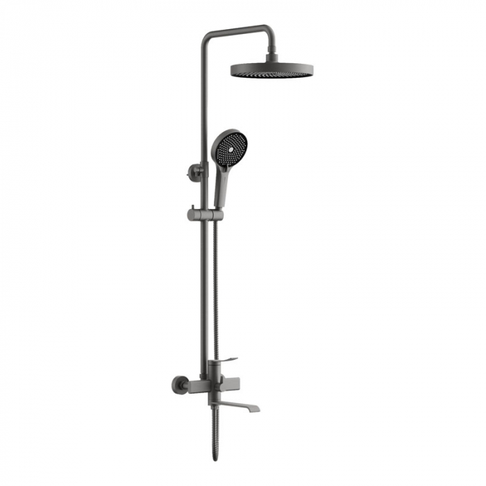 Душевая система BELZ B24812-3 с однорукояточным смесителем для ванны/душа, оружейная сталь