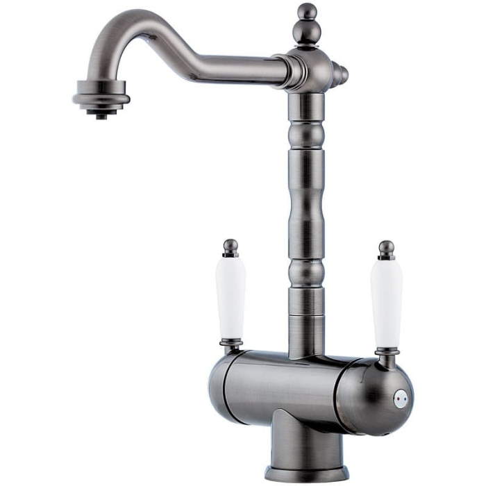 Смеситель для кухни Omoikiri AMAGASAKI-SI однорукояточный, с переключателем на фильтр, античное серебро