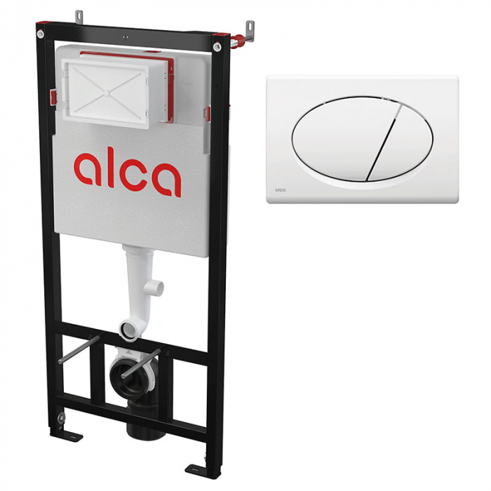 Комплект инсталляции 3 в 1 AlcaDrain AM101/1120+M70 с белой клавишей смыва