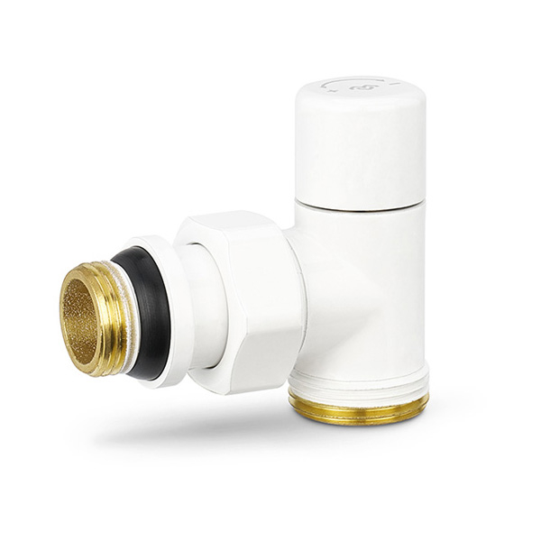 Клапан радиаторный регулирующий угловой Varmega VMDV01 DN15 (1/2"×3/4"EK) белый