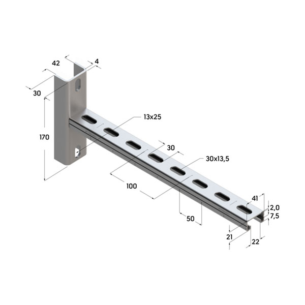 Консоль седельная TCA U 41x21x2,0- 400 (4 шт/кор)