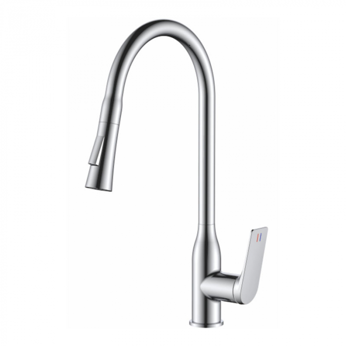 Смеситель для кухни Haiba HB73816 однорукояточный, с выдвижной лейкой, хром