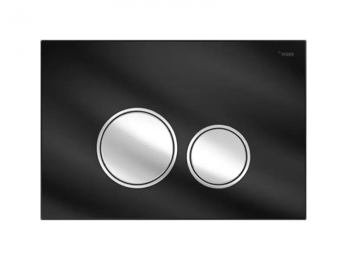 Панель смыва РЕХАУ NOVA ORB GLASS с круглыми клавишами, закаленное стекло, черный, клавиши и их контур хром, глянцевый