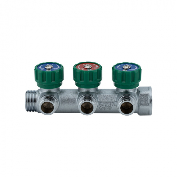 Коллектор с регулировочными клапанами ALATO 0311 3/4"-1/2"×03 латунь