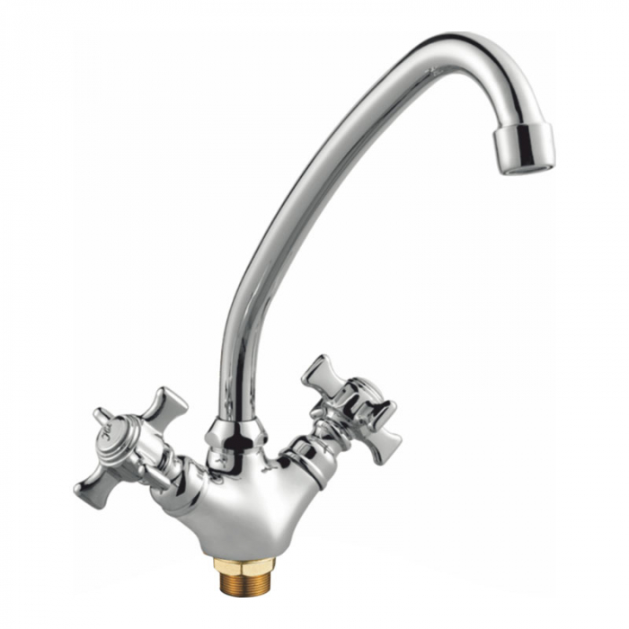 Смеситель для кухни Haiba HB4924 двухрукояточный, хром
