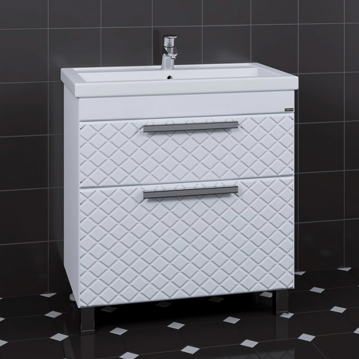 Тумба для раковины Санта Калипсо-80 2 ящика напольная (ум. Фосетр 80) 217003лN