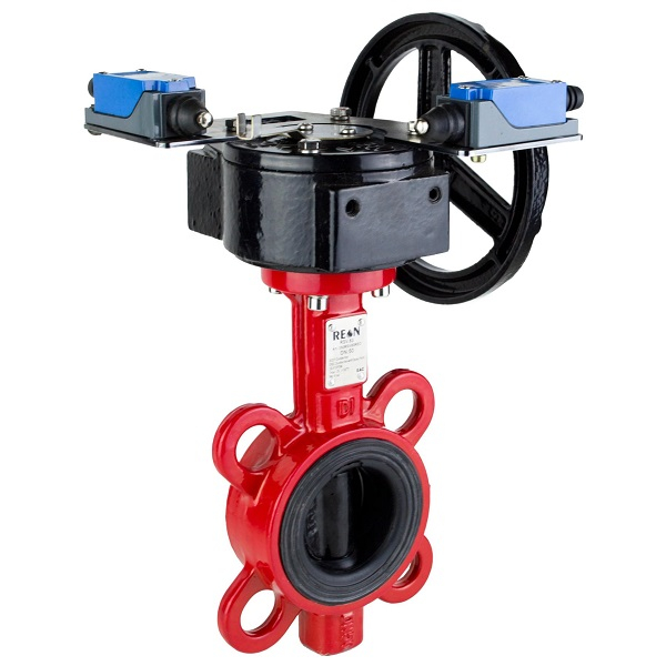 Затвор дисковый поворотный с редуктором Reon RSV83RED-КВ DN 50 PN16 м/ф, чугун/чугун/EPDM, с концевыми выключателями