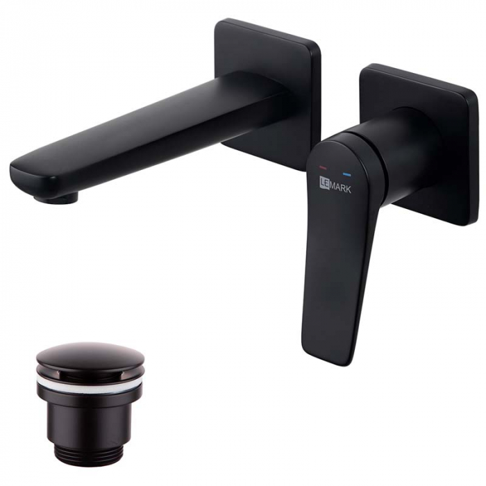 Смеситель для раковины LeMark BRONX LM3736BL однорукояточный, встраиваемый в стену, черный